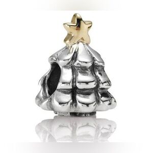 Authentic Pandora Retired Christmas Tree 2Tone 14k Gold S925 Ale Sterling Charm